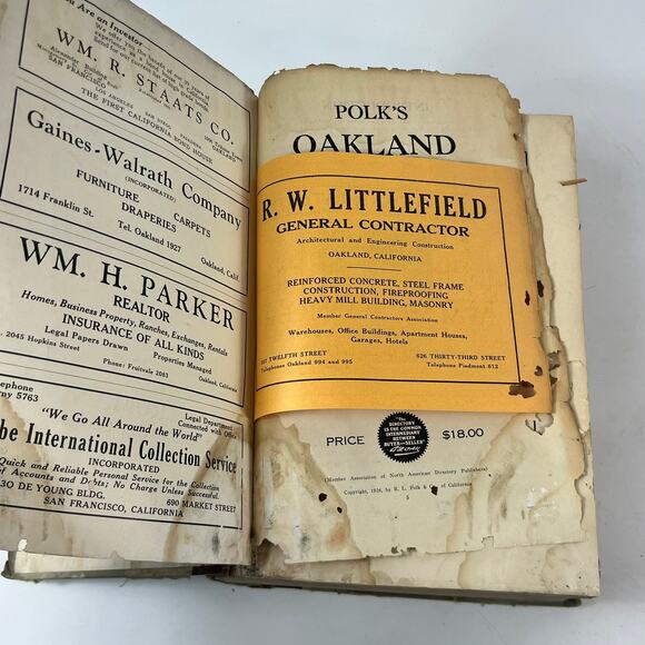 1926 CA Oakland Berkeley Alameda City Directory POOR Business Ancestry Genealogy - Picture 5 of 16